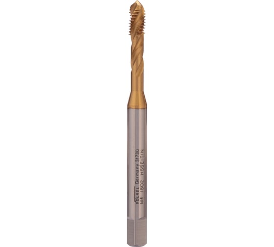 Изображение товара Машинный метчик VOELKEL с винтовой канавкой М4 шаг 0,7 мм HSSE-TiN DIN371 V31730