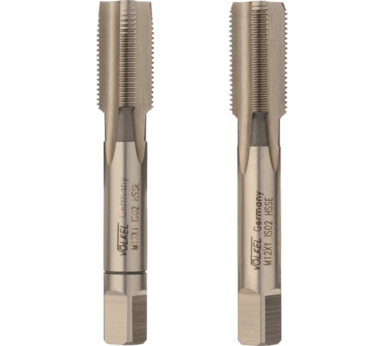 Изображение товара Набор метчиков из 2-х шт. VOELKEL М12 шаг 1,0 мм HSSE DIN2181 V56344
