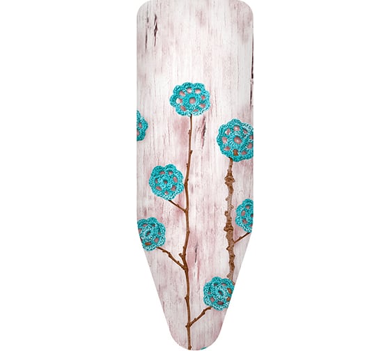 Изображение товара Чехол для гладильной доски Colombo New Scal Ажурные цветы бирюзовые 140x55 см из хлопка 5548