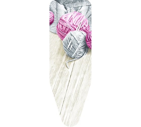 Изображение товара Чехол для гладильной доски Colombo New Scal Клубки Пряжи серый/розовый 140x55 см из хлопка 5550