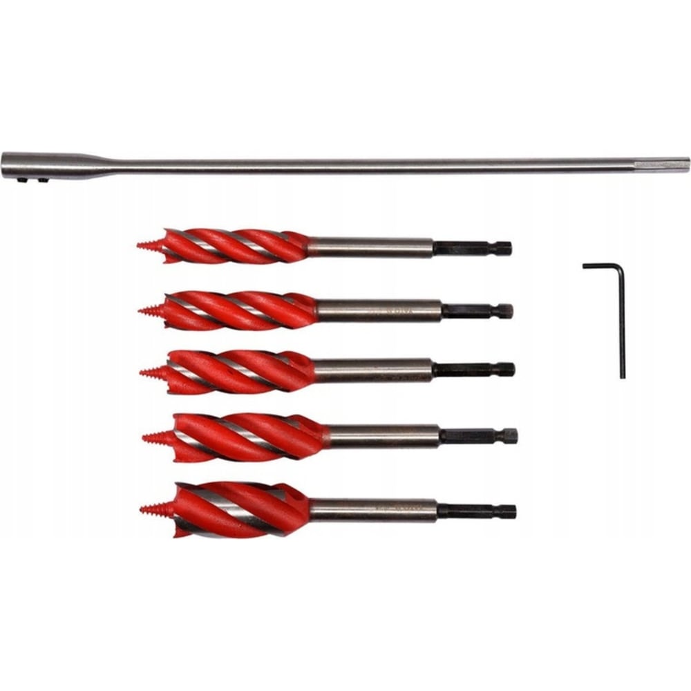 Изображение товара Набор сверл спиральных по дереву 7 предметов, 16-25 мм, 4-режущие кромки YATO YT-44693