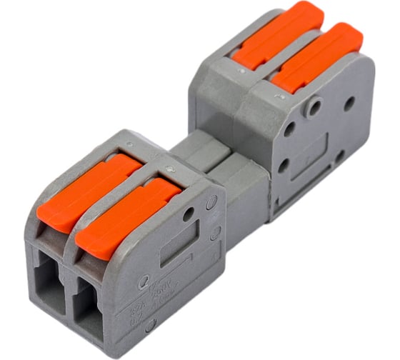 Изображение товара Монтажная компактная клемма STEKKER для подключения фазных проводников, 2 контактные группы LD221-422, 0,14/0,2 - 4мм 39873