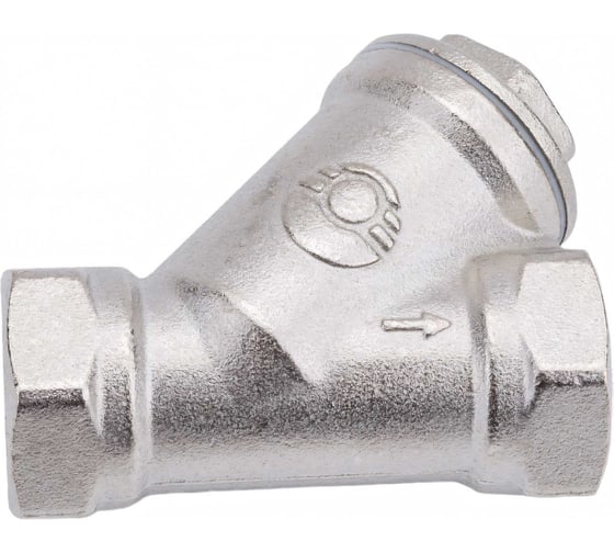 Изображение товара Сетчатый фильтр для газа VALFEX 1/2" ВР/ВР латунный под пломбу никелированный 46Б5фт VF.193.LN0.012.Bir
