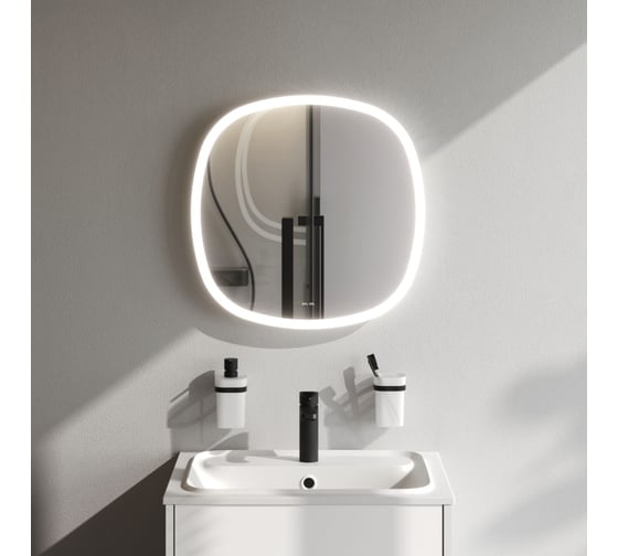 Изображение товара Зеркало AM.PM сложной формы, с контурной LED-подсветкой, ИК- сенсором, квадрат, 55 см M8FMOX0551WGS