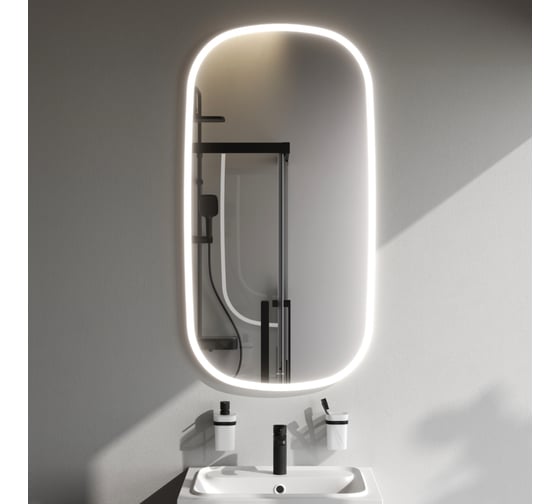 Изображение товара Зеркало AM.PM сложной формы, с контурной LED-подсветкой, ИК- сенсором, вытянутое, 65x124 см M8FMOX0651WGH