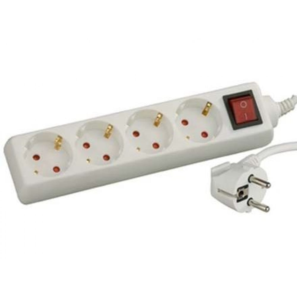 фото Электрический удлинитель с выключателем, с защитными шторками, 4 гнезда, 2м, sv-55045-2