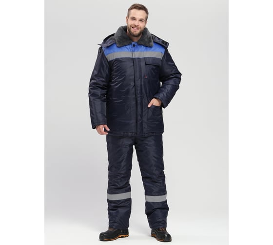 Изображение товара Зимний костюм с полукомбинезоном Факел Труженик-Ультра-2, темно-синий/васильковый, размер 52-54, р.170-176 87477039.008