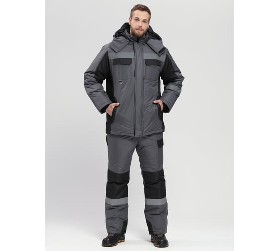 Изображение товара Зимний костюм с полукомбинезоном Факел Фаворит-Мега, темно-серый/черный, ткань Таслан, размер 68-70, р.170-176 87468676.013
