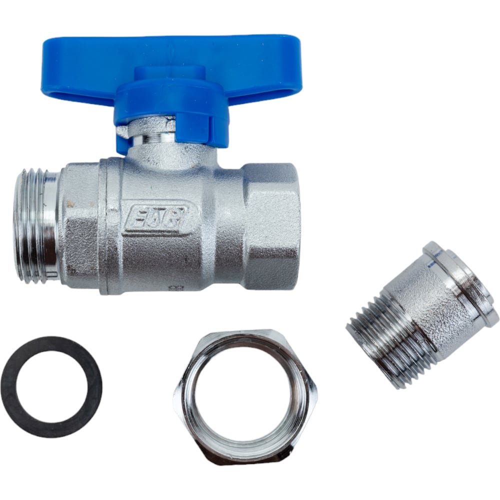 Изображение товара Шаровой кран FAR хромированный 1/2' ВР-американка, бабочка, синий FS 3079 12BC