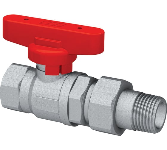 Изображение товара Шаровой кран FAR хромированный 1/2' ВР-американка, бабочка, красный FS 3079 12RC