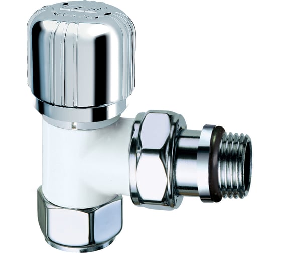 Изображение товара Термостатический вентиль FAR угловой Lady серебро/белая эмаль, М24x19, 1/2" EPDM FL 0117 12P