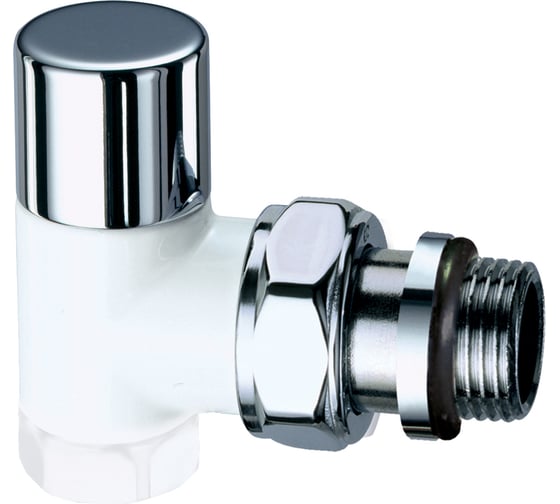 Изображение товара Запорный вентиль FAR угловой, 1/2" ВР серебро-белая эмаль, EPDM / аналог FL 0175 FL 0139 12P