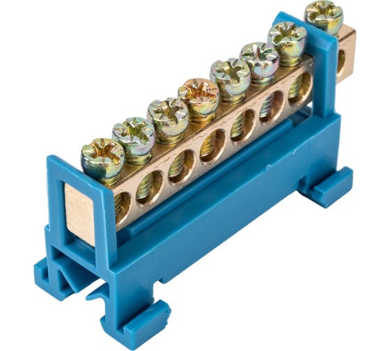 Изображение товара Нулевая N шина c изолятором ЮПИТЕР на DIN-рейку 6x9мм 8 групп малая стойка JP7208-01