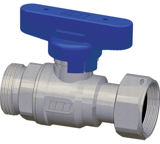 Изображение товара Хромированный шаровой кран FAR 3/4' НР-накидная гайка, бабочка, синий FS 3034 34BC