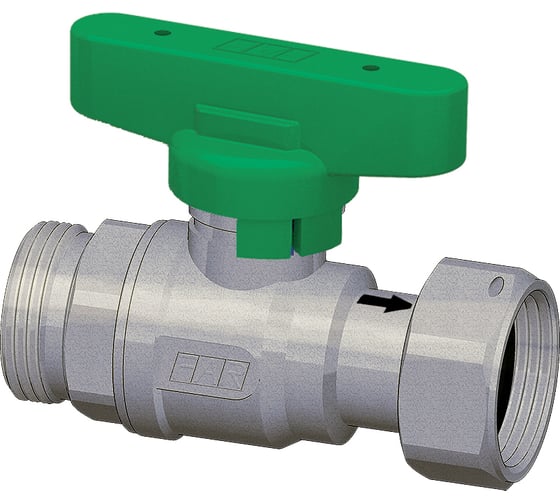 Изображение товара Хромированный шаровой кран FAR с обратн. крапаном, 3/4' НР-накидная гайка, бабочка, зеленый FS 3034 34VC