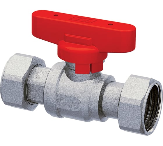 Изображение товара Шаровой кран FAR1/2" хромированный 3/4" накидные гайки, бабочка, красный FS 3037 12RC