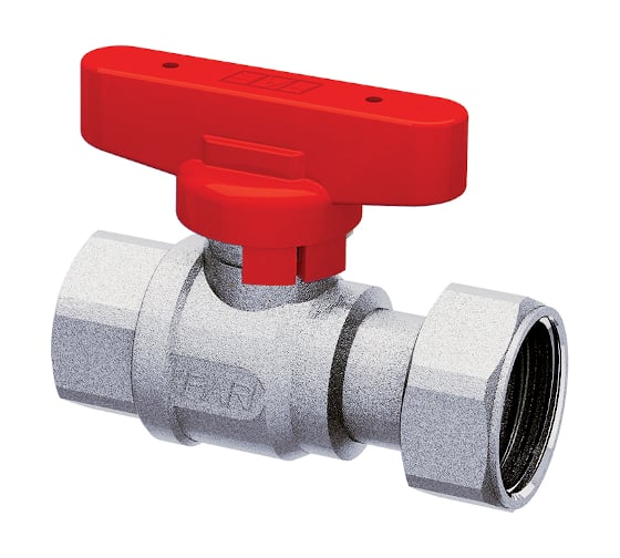 Изображение товара Шаровой кран FAR хром, 3/4'ВР -1" накидная гайка бабочка, красный FS 3047 134RC