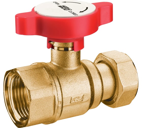 Изображение товара Шаровой кран FAR 3/4, латунный, с накидной гайкой, 1, красная ручка FS 3053 134R