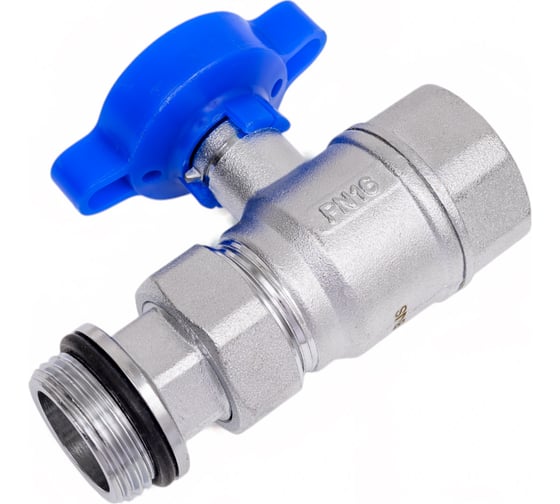 Изображение товара Шаровой кран под термометр FAR хром, 1"ВР-американка с EPDM, синяя ручка FS 3058 1B