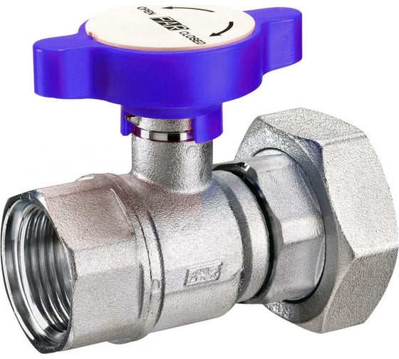 Изображение товара Шаровой кран FAR 1"х1 1/2", хром, с накидной гайкой, синяя ручка FS 3060 1B