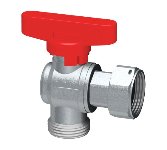 Изображение товара Шаровой кран FAR хром, 3/4" накидная гайка-3/4" EU/плоское уплотнение, бабочка, красный, угловой FS 3098 34RC