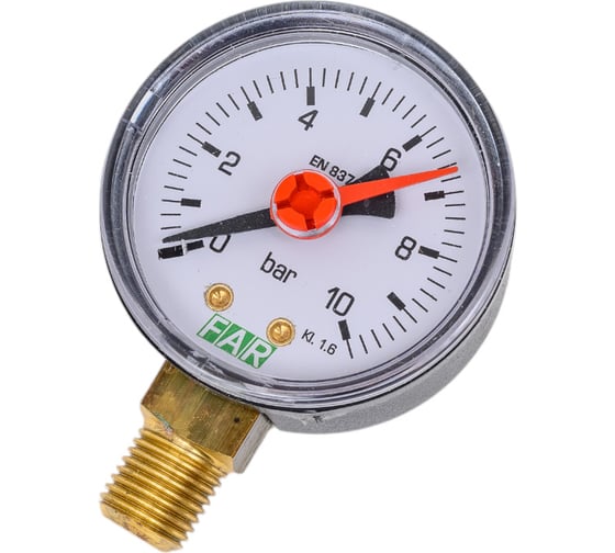 Изображение товара Манометр FAR 1/4 радиальное соединение, 50 мм, 0-10 бар FA 2501 R10