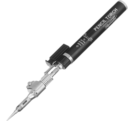 Изображение товара Газовая горелка SPARTA тип "Карандаш" c пьезоподжигом + 4 насадки для пайки,200 мм// 914325