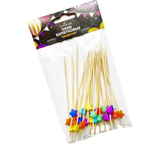 Изображение товара Бамбуковые пики EUROHOUSE Звездочки 24 шт., 120 мм 14900