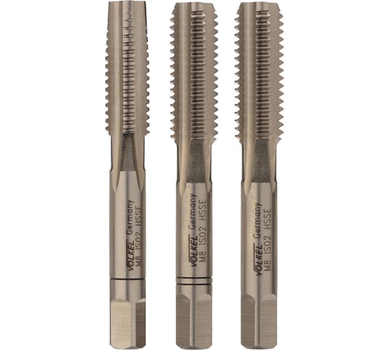 Изображение товара Ручные метчики VOLKEL M8 шаг 1.25мм DIN 352 HSSE комплект из 3 штук V57342
