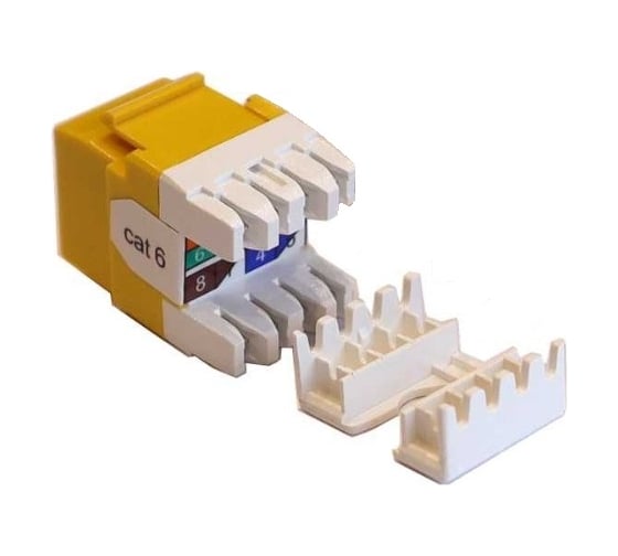 Изображение товара Вставка Keystone LANMASTER RJ-45, категория 6, желтая, со шторкой, 180 градусов, LAN-OK45U6/180P-YL