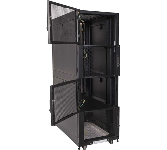 Изображение товара Шкаф LANMASTER DCS 42U 600x1070 мм, 4 секции, двери с перфорацией, с боковыми панелями, черный LAN-DC-CBP4-42Ux6x10