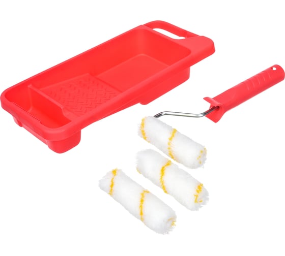 Изображение товара Малярный набор VIRTUS ванночка малярная, ручка, 3 мини-валика, полиакрил, 110 мм 002777001