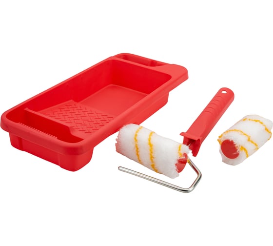 Изображение товара Малярный набор VIRTUS ванночка малярная, ручка, 2 миди-валика, полиакрил, 100 мм 002777003