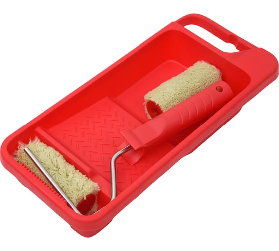 Изображение товара Малярный набор VIRTUS ванночка малярная, ручка, 2 миди-валика, полиакрил, 100 мм 002777004