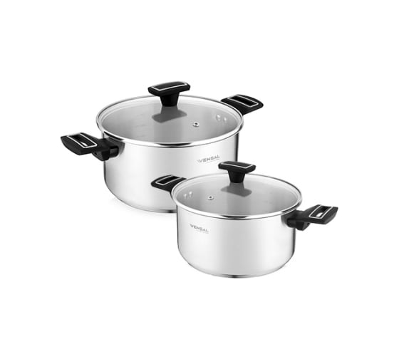 Изображение товара Набор VENSAL Velours noir 4 предмета из 2-х кастрюль 3 л и 5.4 л с крышками VS1504