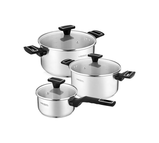 Изображение товара Набор VENSAL Velours noir 6 предметов из двух кастрюль и ковша VS1503