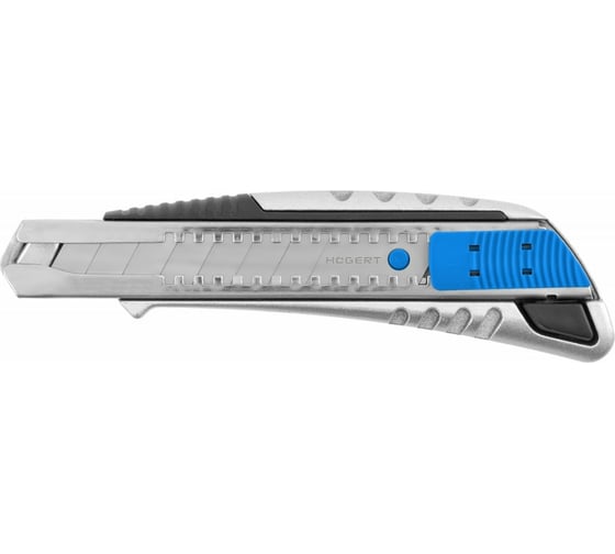 Изображение товара Пластиковый нож HOEGERT TECHNIK с отламывающимся лезвием 18 мм, алюминиевый, с блокировкой HT4C637