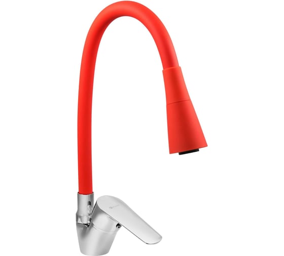 Изображение товара Смеситель для мойки Juguni одноручный, с гибким изливом, 2 режима (красный), гайка 0402.149