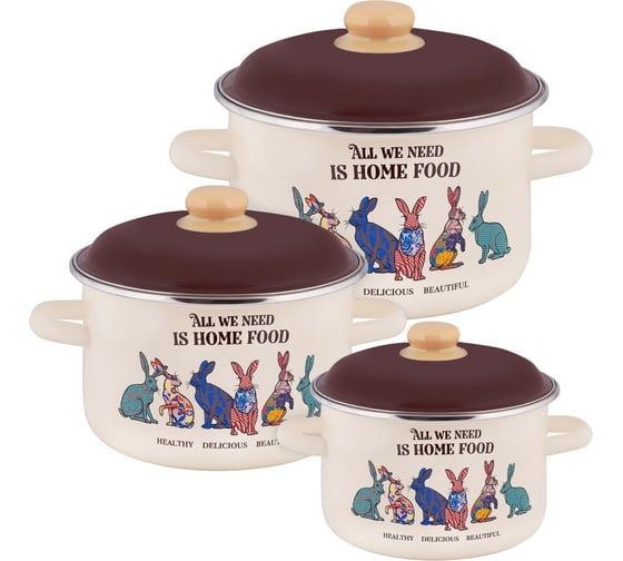 Изображение товара Эмалированный набор appetite №19 Зайцы 3 предмета 6KB191M Зайцы