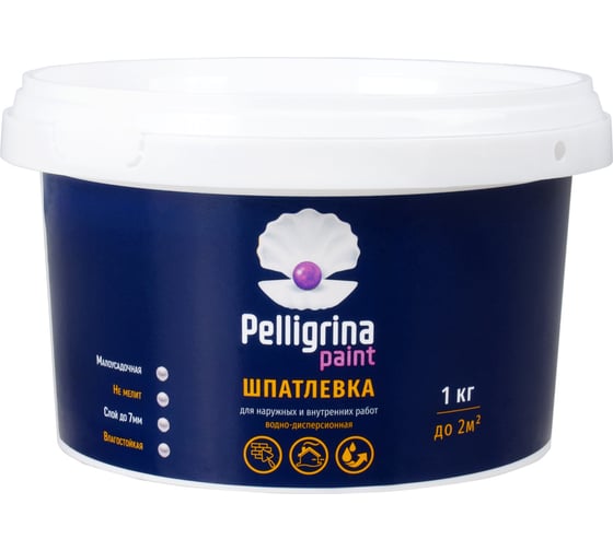 Изображение товара Универсальная акриловая шпатлевка PELLIGRINA PAINT для наружных и внутренних работ, 1 кг 231232