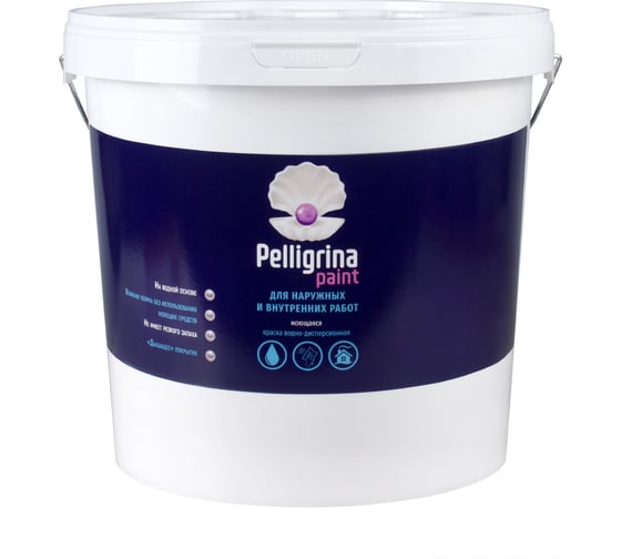 Изображение товара Акриловая краска PELLIGRINA PAINT для наружных и внутренних работ, моющаяся, белоснежная, 25 кг 231216