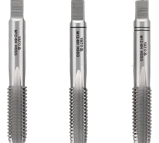 Изображение товара Набор метчиков YATO М12x1,75 HSS М2 3 штуки YT-2939 36392939 092 1