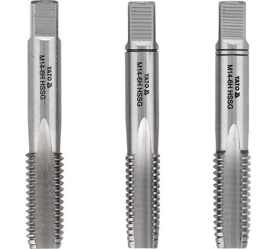 Изображение товара Набор метчиков YATO М14x2,00 HSS М2 3 штуки YT-2940 36392940 092 1