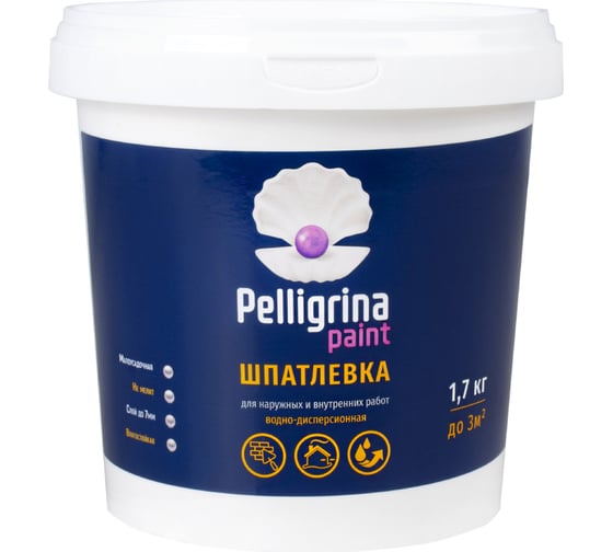 Изображение товара Универсальная акриловая шпатлевка PELLIGRINA PAINT для наружных и внутренних работ, 1.7 кг 231233