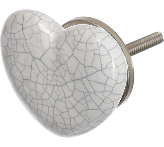 Изображение товара Керамическая ручка для мебели Blumen Haus Сердце цвет белый 66158