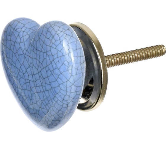 Изображение товара Керамическая ручка для мебели Blumen Haus Сердце цвет серо-голубой 66157