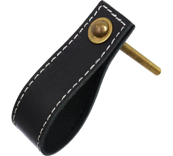 Изображение товара Кожаная ручка для мебели Blumen Haus цвет черный, шов белый 66311