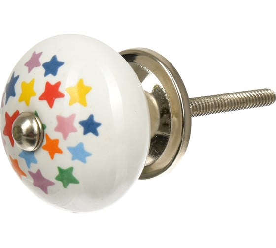 Изображение товара Керамическая ручка для мебели Blumen Haus Звезды цвет белый, рисунок цветной 66212