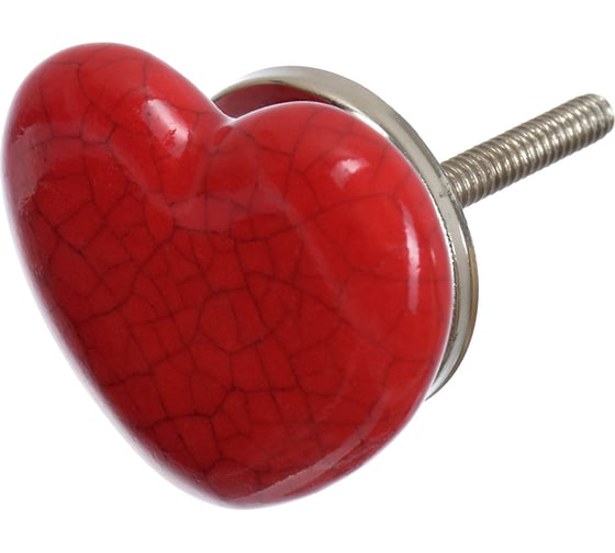 Изображение товара Керамическая ручка для мебели Blumen Haus Сердце цвет красный 66160
