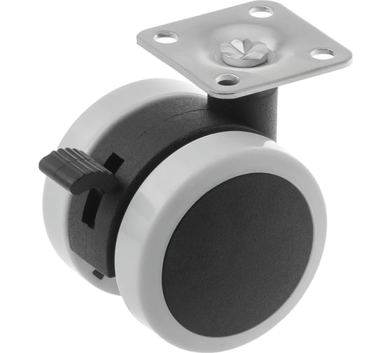 Изображение товара Мебельное колесо А5 50 мм полиуретановая шинка, площадка с тормозом 42050Sb 1006411